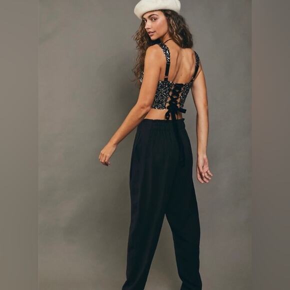 New Free People Sabina Musayev Renny Augustos Sequin Crop Top Set $445 Large - Picture 2 of 8